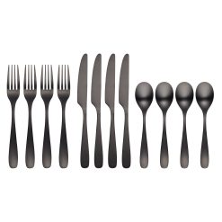 Alternative view of Lenox Premium Eliana Black Satin 12-Piece Flatware Set