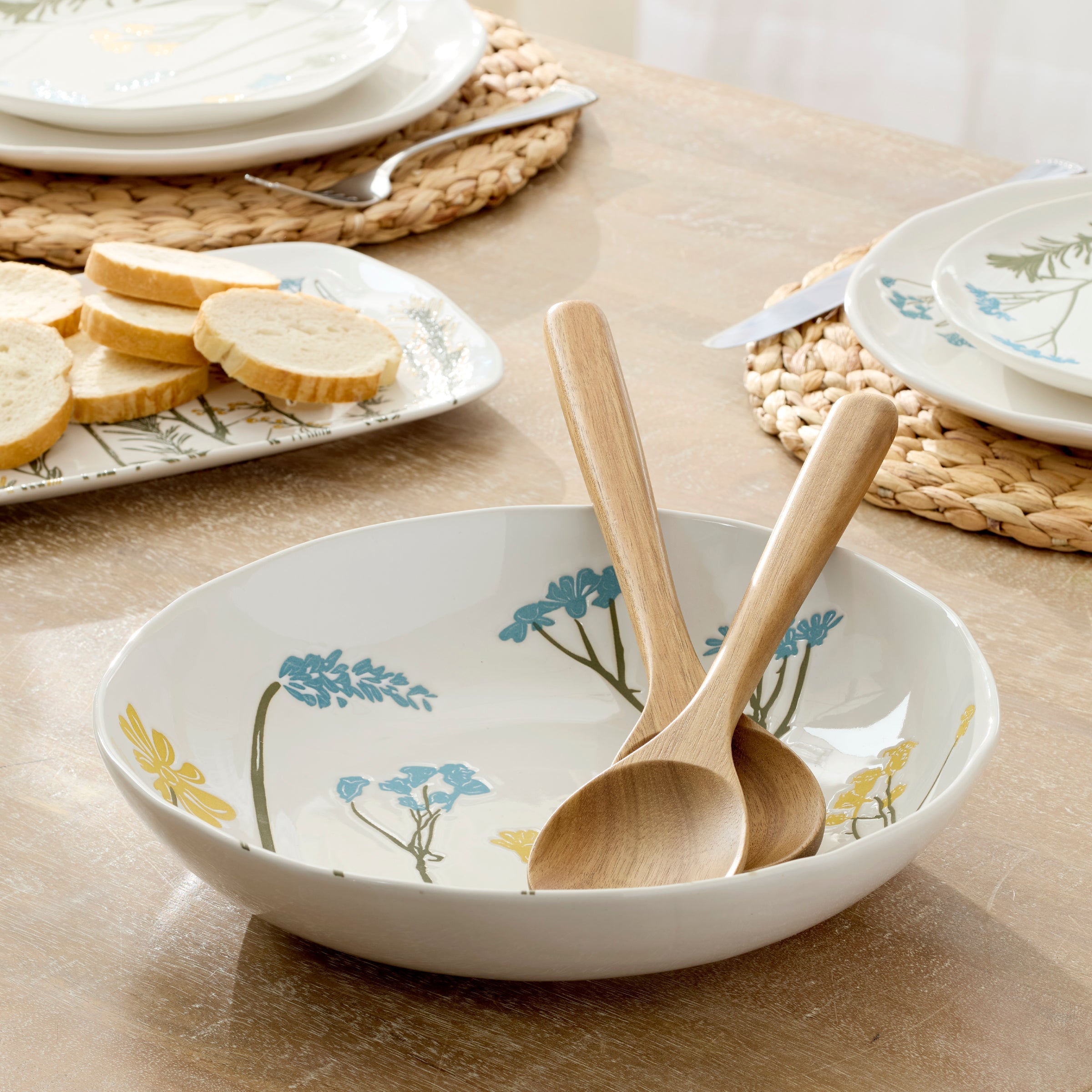 Lenox Premium Wildflowers Salad Bowl with Servers - Image 4