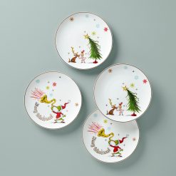 Lenox Premium Merry Grinchmas Assorted Accent Plates, Set of 4