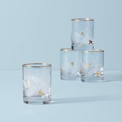 Lenox Premium Holiday Gold Double Old Fashion Glasses, Set of 4