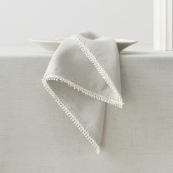 Lenox Premium French Perle Solid Dove Grey Dinner Napkins, Set of 4