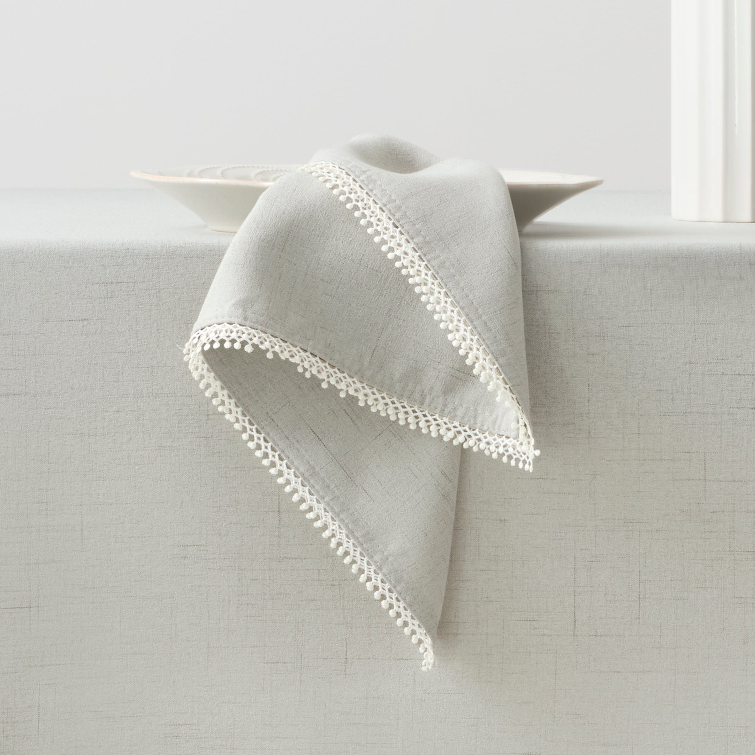 Lenox Premium French Perle Solid Dove Grey Dinner Napkins, Set of 4