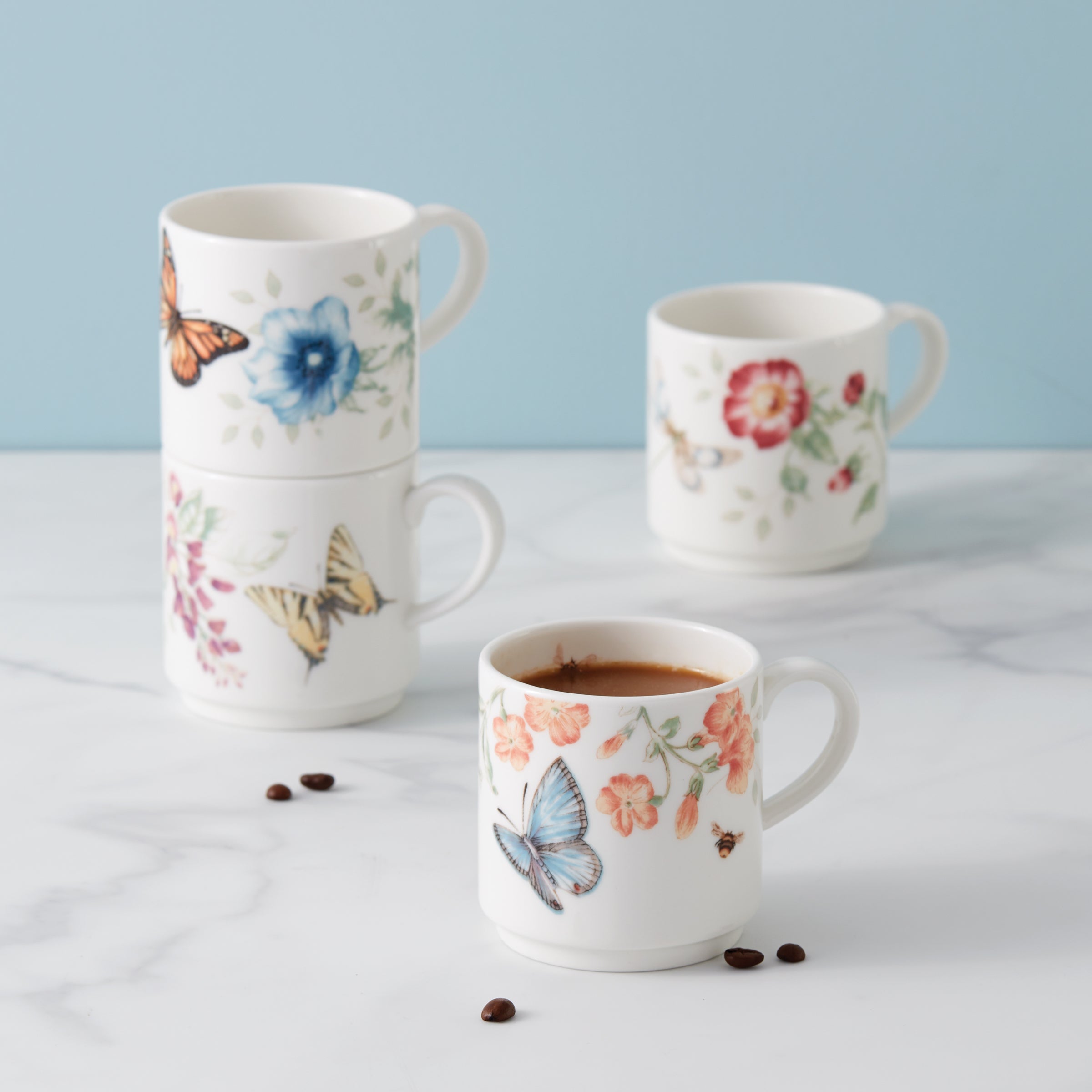 Lenox Premium Butterfly Meadow Stacking Mugs - Set of 4 - Image 3