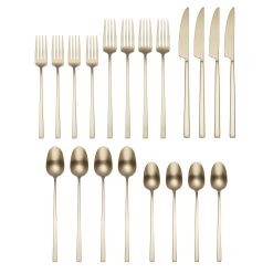 Alternative view of Lenox Premium Damaris Champagne Satin 20-Piece Flatware Set