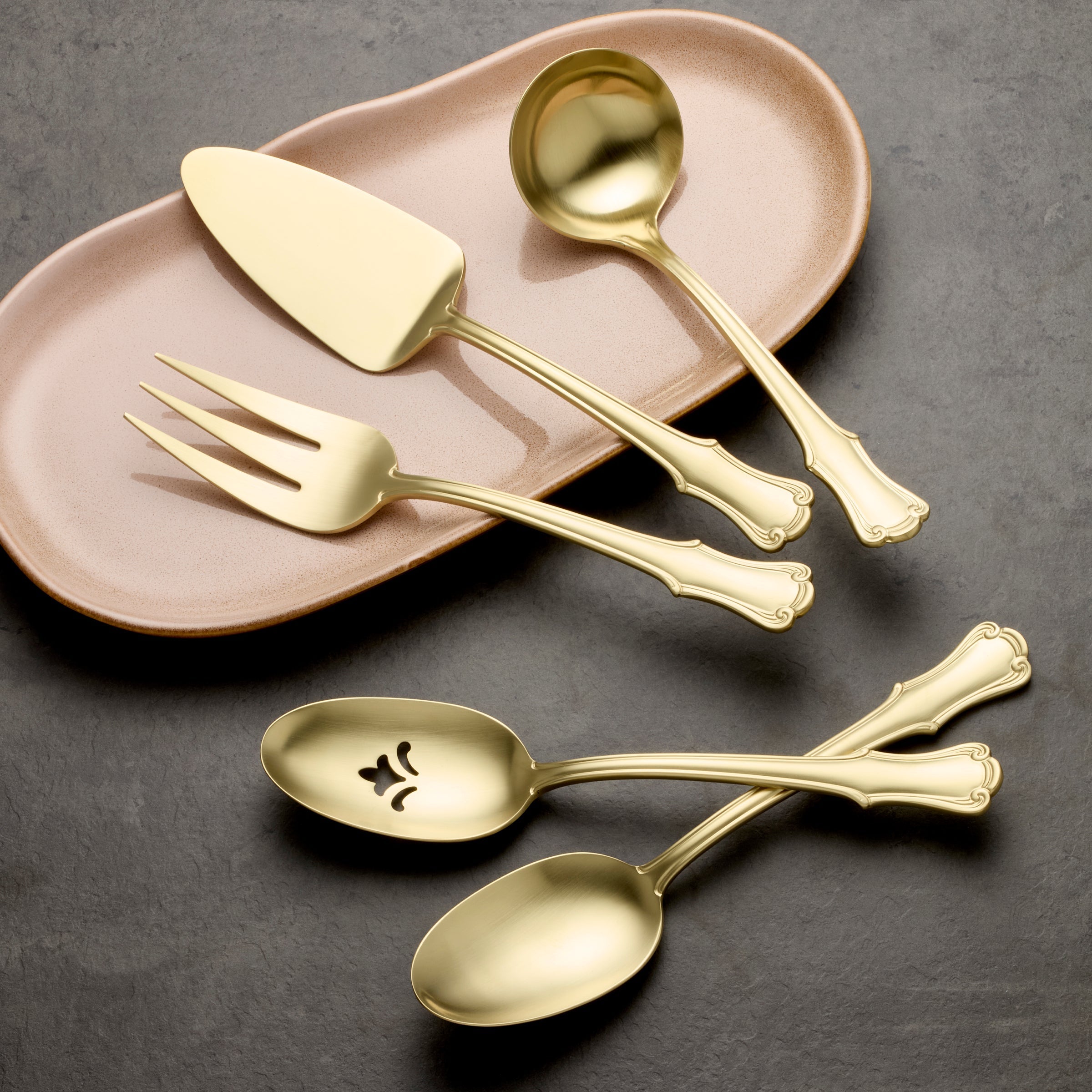 Lenox Premium James Street Champagne Satin 5 Piece Hostess Set - Image 2