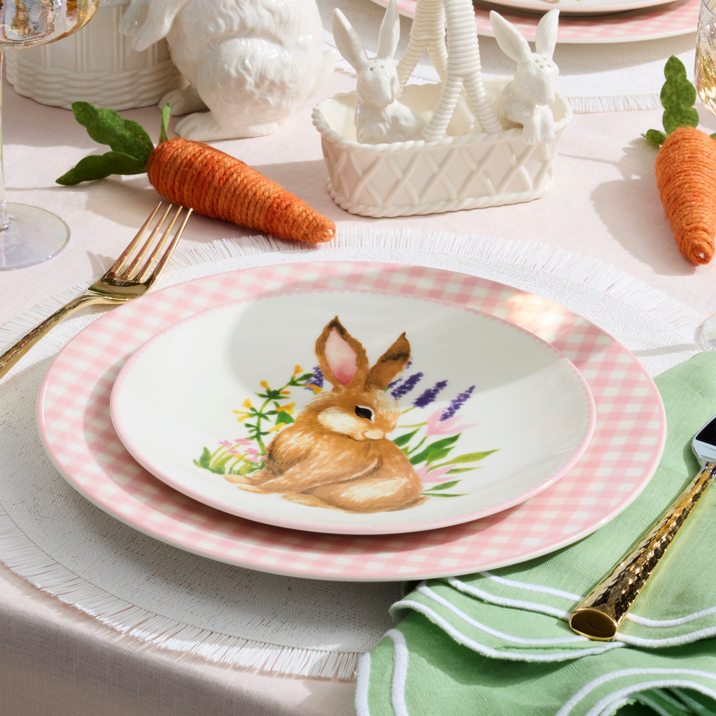 Lenox Premium Gingham Pink Dinner Plates, Set of 4 - Image 3