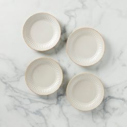 Lenox Premium French Perle Groove White Dessert Plates, Set of 4