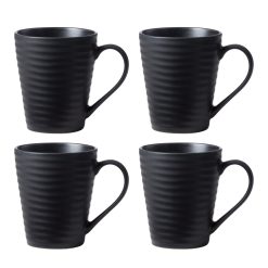 Lenox Premium Ridge Black Mugs, Set of 4