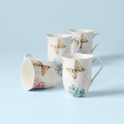 Lenox Premium Butterfly Meadow Hydrangea Mugs, Set of 4