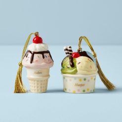 Lenox Premium Personalized Ice Cream 2-Piece Ornament Set