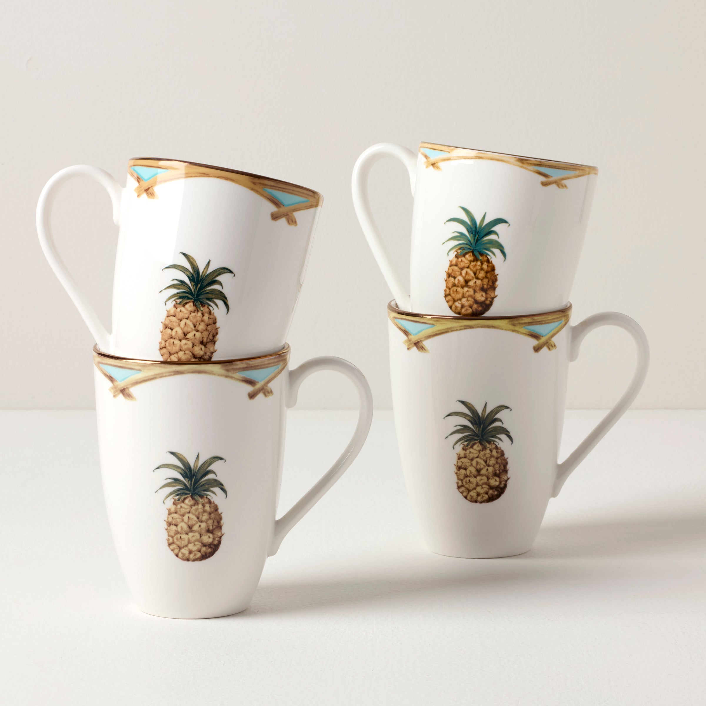 Lenox Premium British Colonial Bamboo Mugs, Set of 4