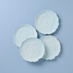 Lenox Premium Butterfly Meadow Floral Blue Accent Plates, Set of 4