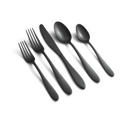 Lenox Premium Delia Black Satin 20-Piece Flatware Set