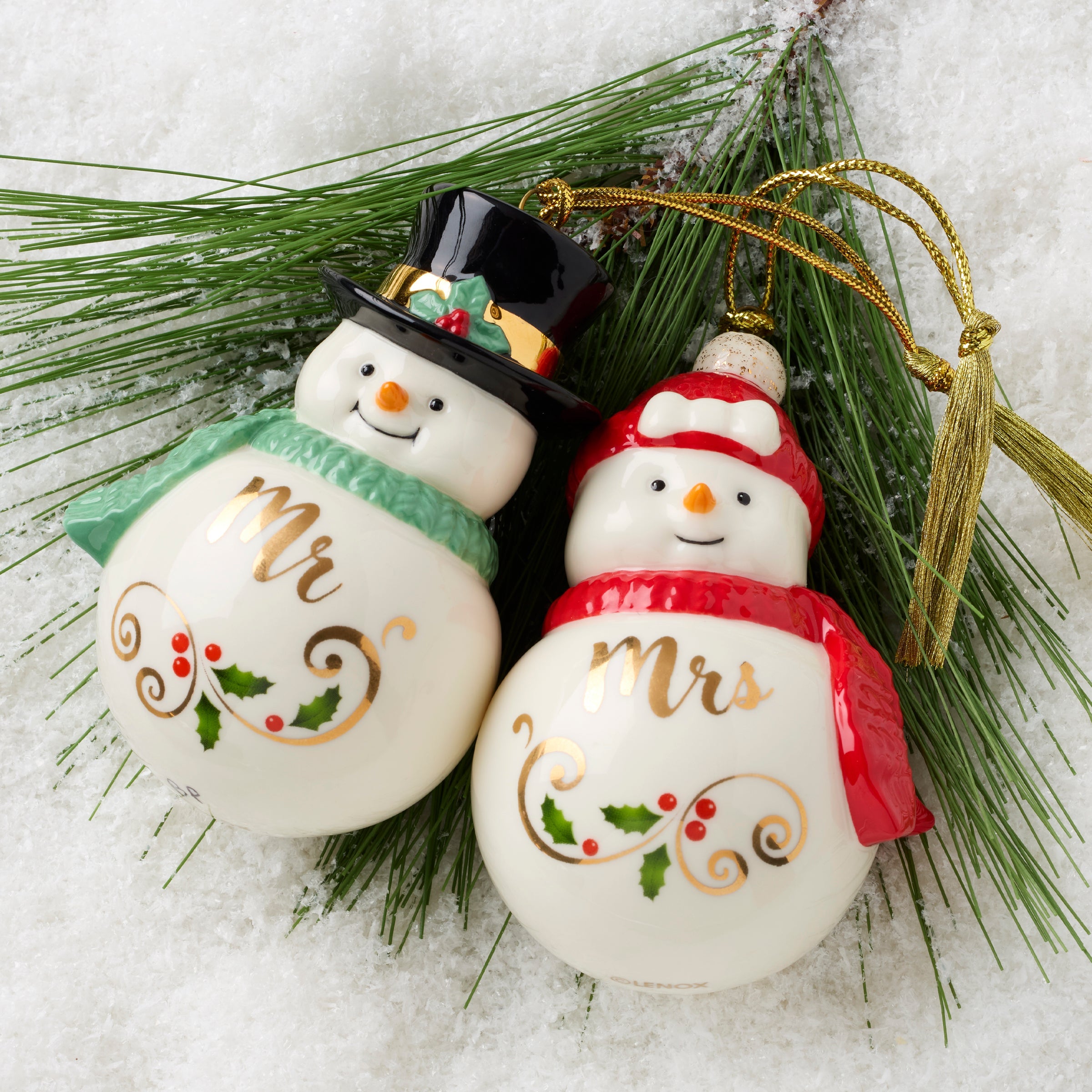 Lenox Premium Mr & Mrs Snowman Ornaments - Image 2