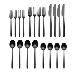 Alternative view of Lenox Premium Dean Black Satin 20-Piece Flatware Set