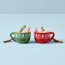 Lenox Premium Personalized Hot Cocoa 2-Piece Ornament Set