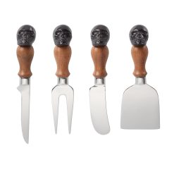 Lenox Premium Vintro Halloween Skull Mirror 4-Piece Cheese Set