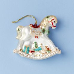 Lenox Premium 2026 Blown Glass Baby's 1st Rocking Horse Ornament