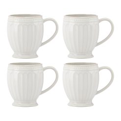 Lenox Premium French Perle Groove White Mugs, Set of 4
