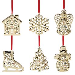 Alternative view of Lenox Premium Sparkle & Scroll Gold Ornaments, Set of 6