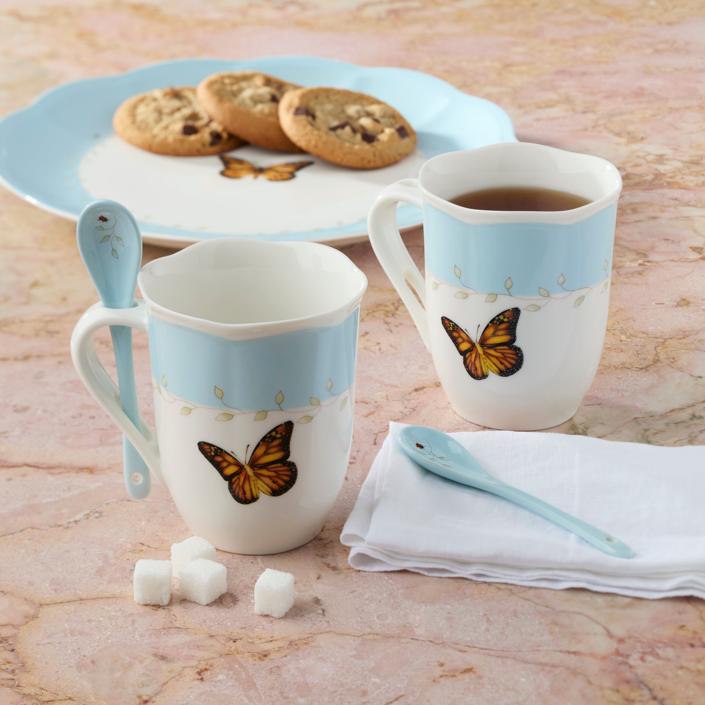Lenox Premium Butterfly Meadow Color Mugs with Spoons, Set of 8 - Image 3