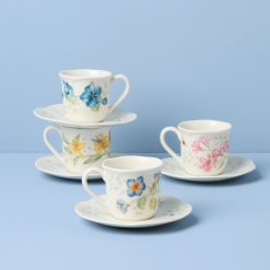 Alternative view of Lenox Premium Butterfly Meadow Espresso Cup & Saucers, Set of 4
