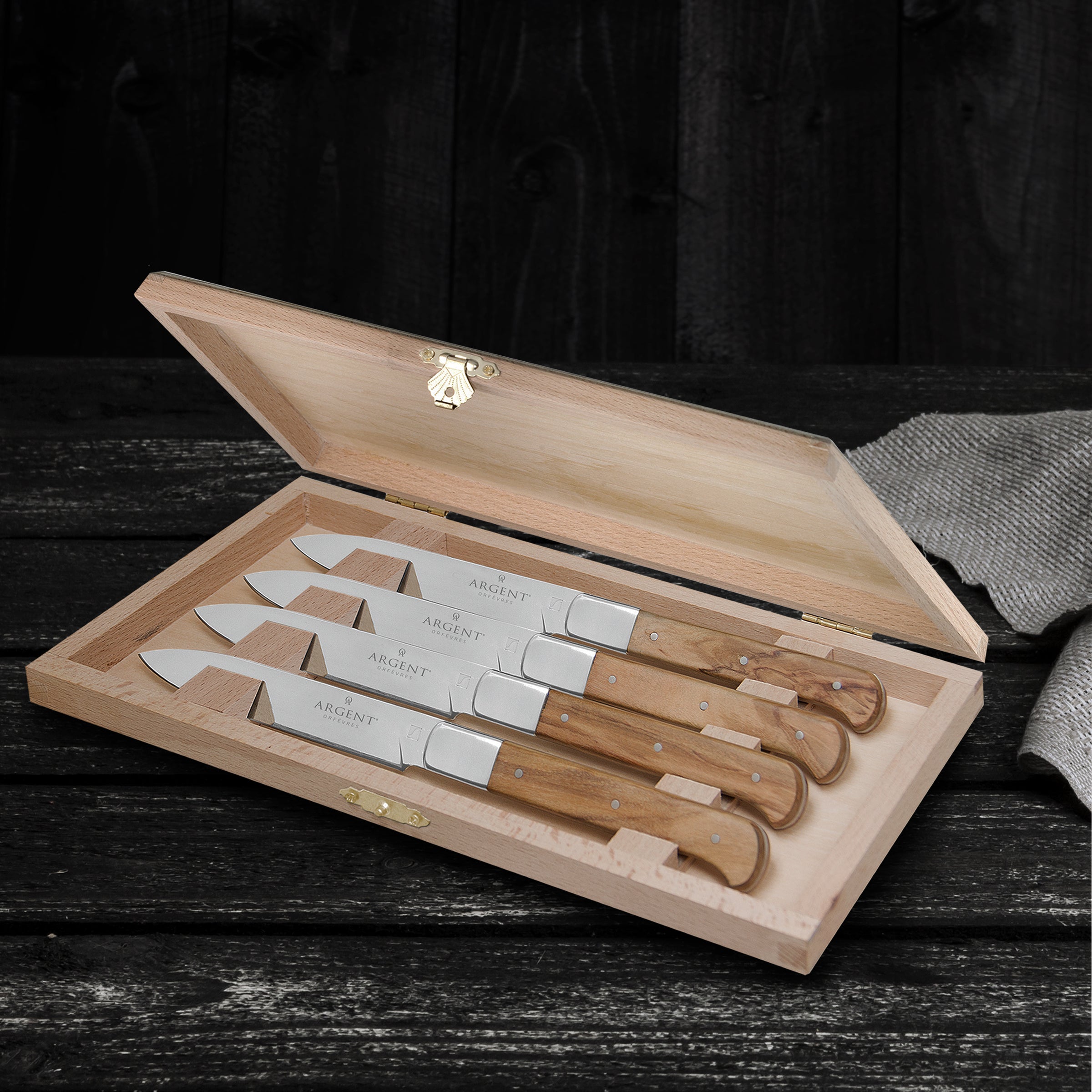 Lenox Premium Argent Lynden Olive Wood Steak Knives, Set of 4 - Image 5