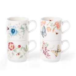Lenox Premium Butterfly Meadow Stacking Mugs - Set of 4