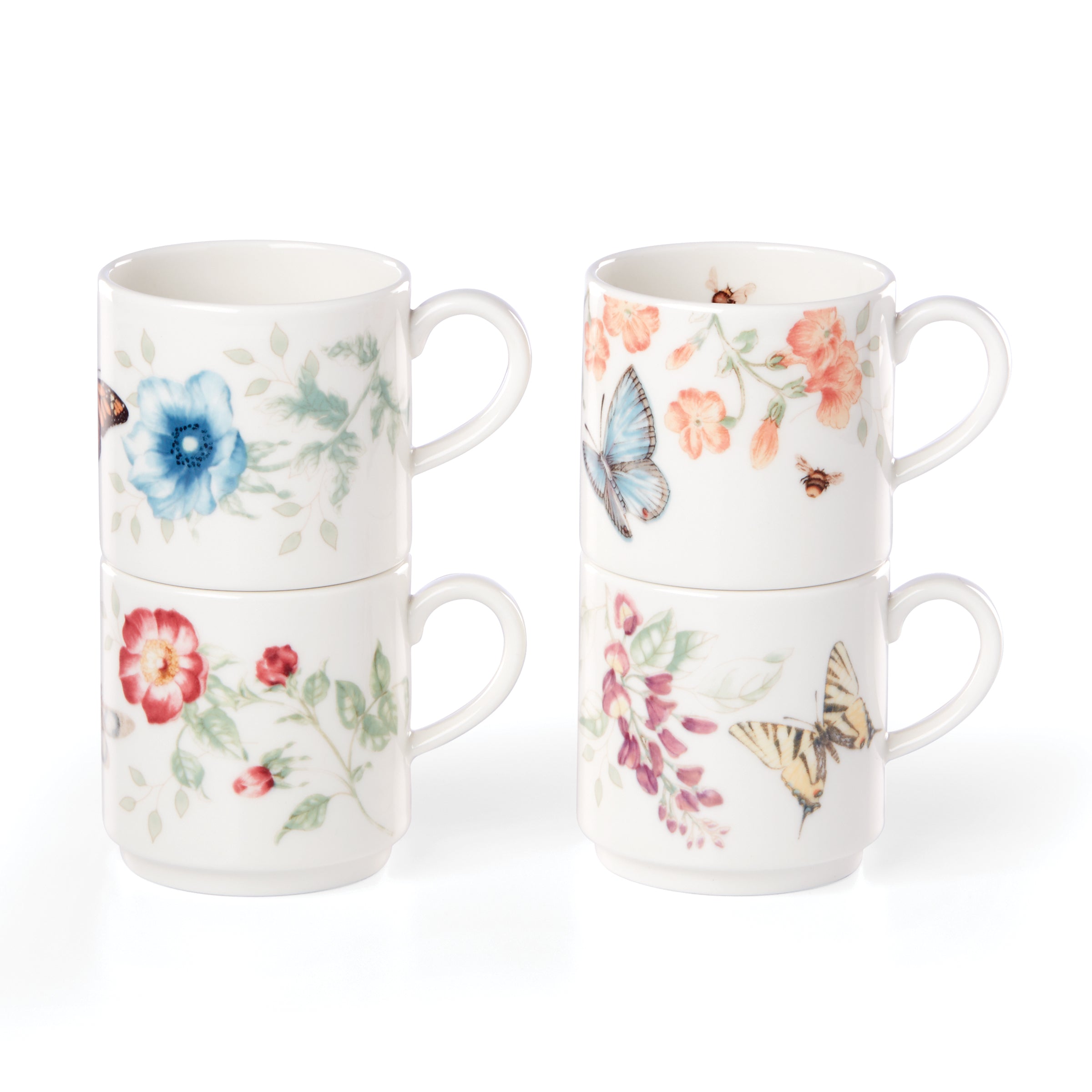 Lenox Premium Butterfly Meadow Stacking Mugs - Set of 4