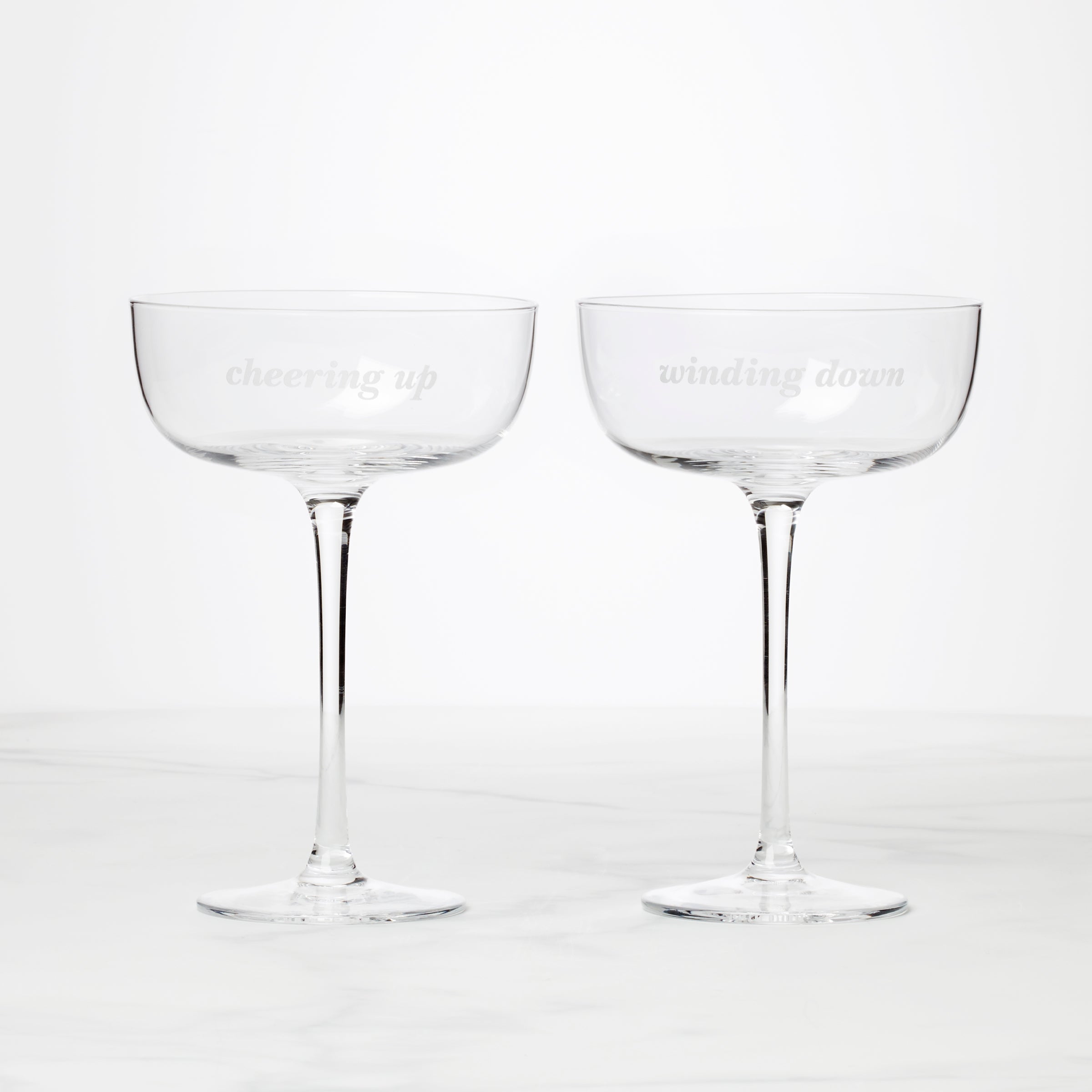 Lenox Premium Winding Down & Cheering Up Coupe Glasses, Set of 2