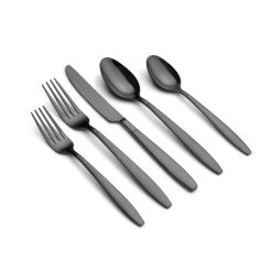 Lenox Premium Mathison Black Sand Mirror 45-Piece Flatware Set
