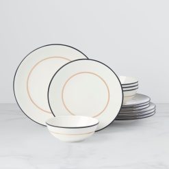 Lenox Premium Make It Pop Black & Gold 12-Piece Dinnerware Set