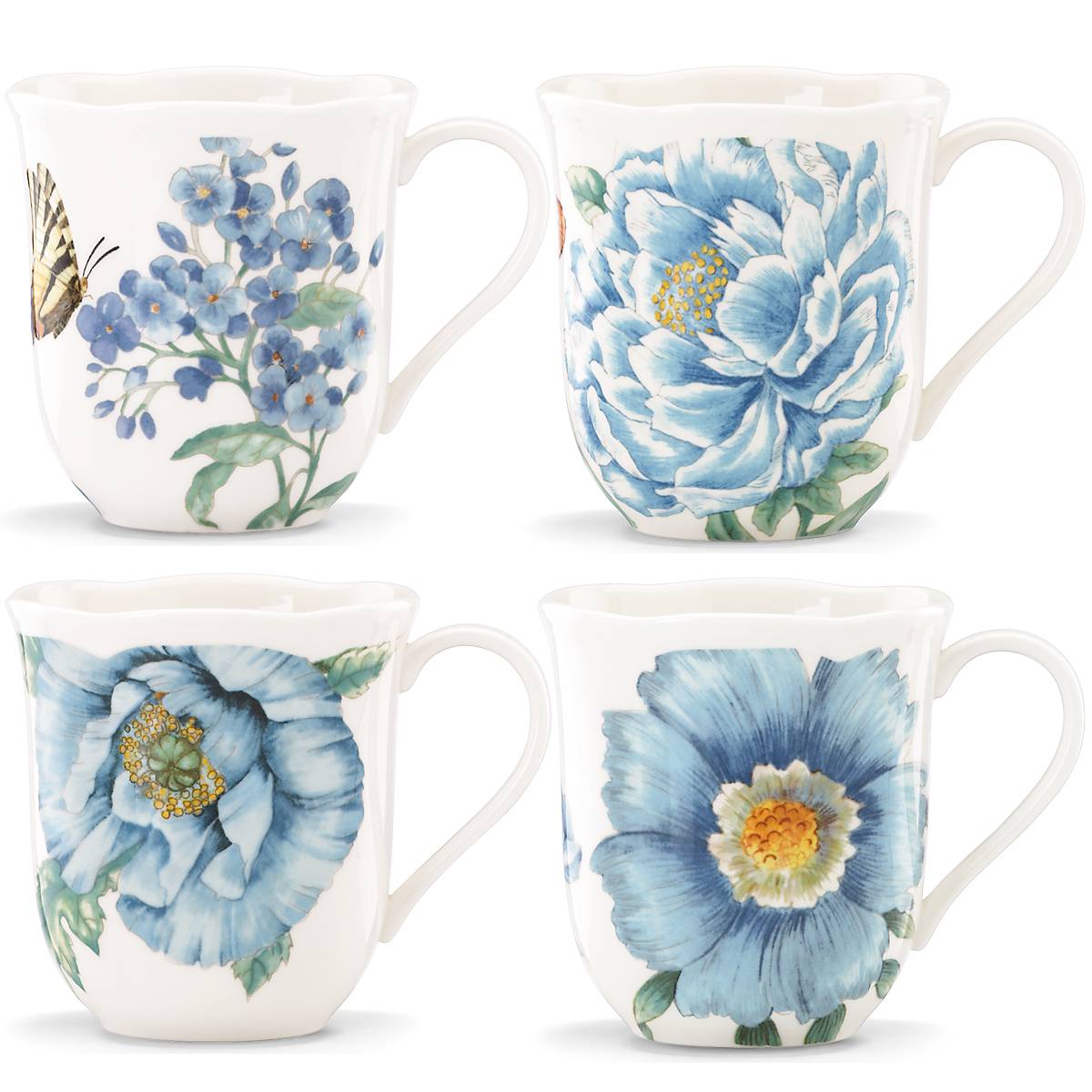 Lenox Premium Butterfly Meadow Blue Mugs, Set of 4 - Image 2