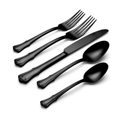 Alternative view of Lenox Premium James Street Black Satin 20-Piece Flatware Set