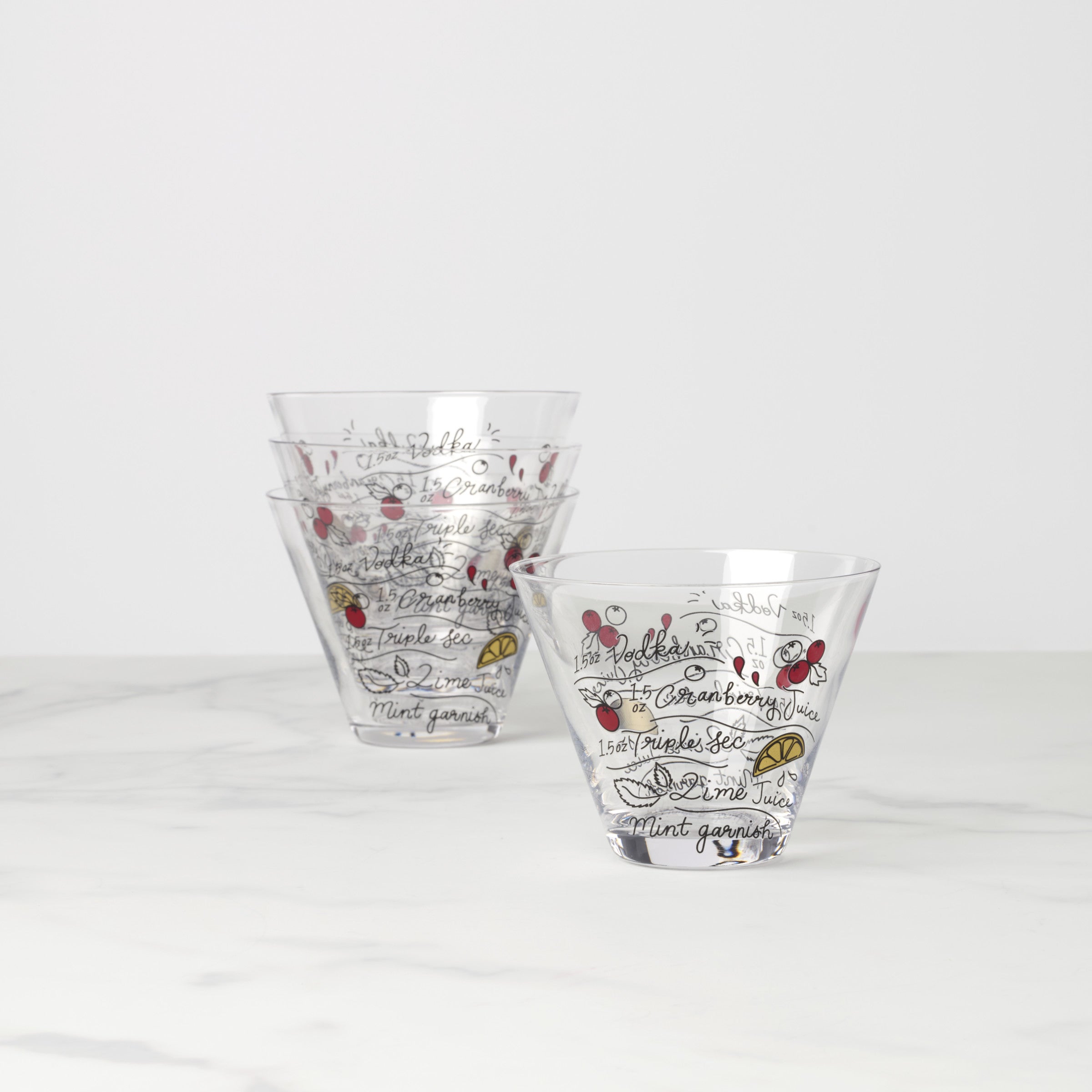 Lenox Premium Make Merry Stemless Martini Glasses, Set of 4