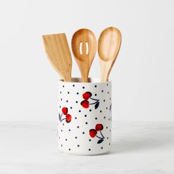 Lenox Premium Vintage Cherry Dot 4-Piece Utensil Crock Set