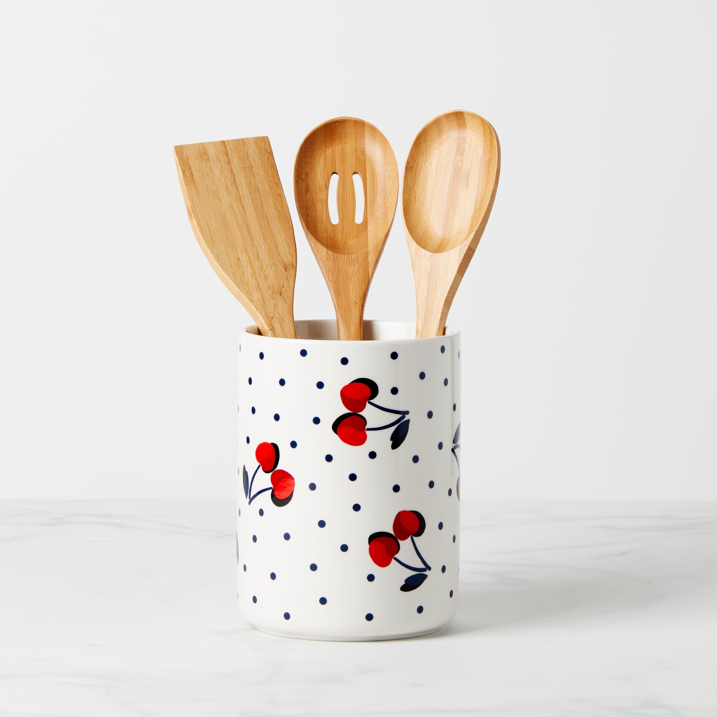 Lenox Premium Vintage Cherry Dot 4-Piece Utensil Crock Set