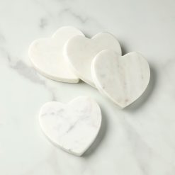 Lenox Premium White Marble Heart Coasters, Set of 4