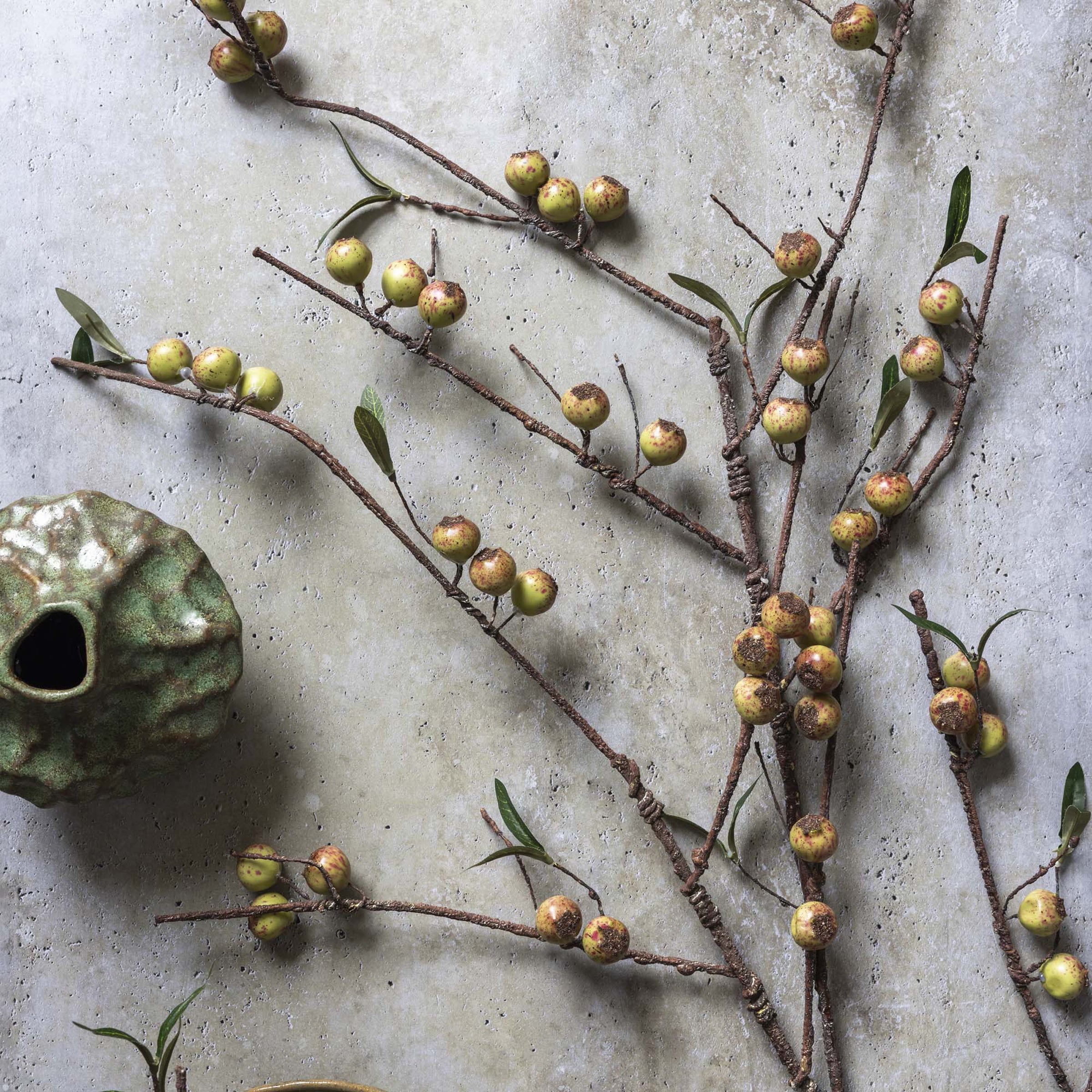 Lenox Premium Artificial Rosehip Stem, Dappled