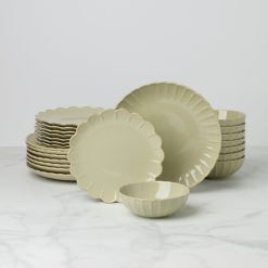 Lenox Premium French Perle Scallop Matcha 24-Piece Dinnerware Set