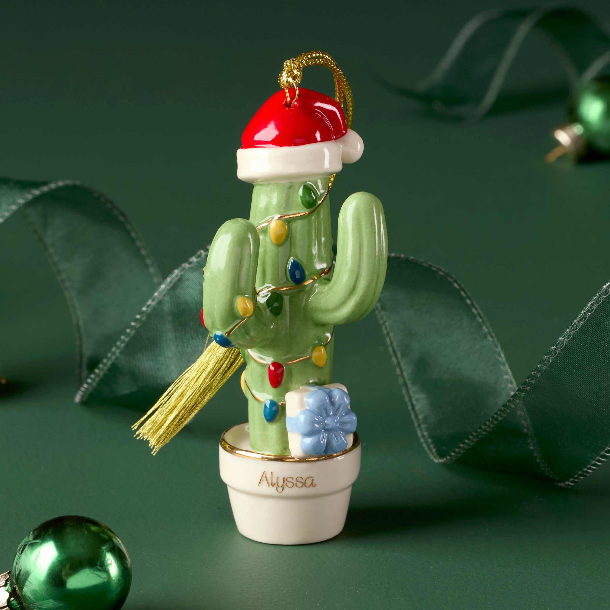Lenox Premium Personalized Christmas Cactus Ornament - Image 2