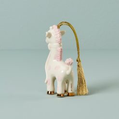 Alternative view of Lenox Premium Personalized Baby's Pink Giraffe Ornament