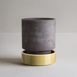 Alternative view of Lenox Premium Hoff Raw Grey & Glazed Pale Yellow 14cm Pot with Saucer