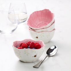 Alternative view of Lenox Premium Butterfly Meadow Floral Pink Dessert Bowls, Set of 4