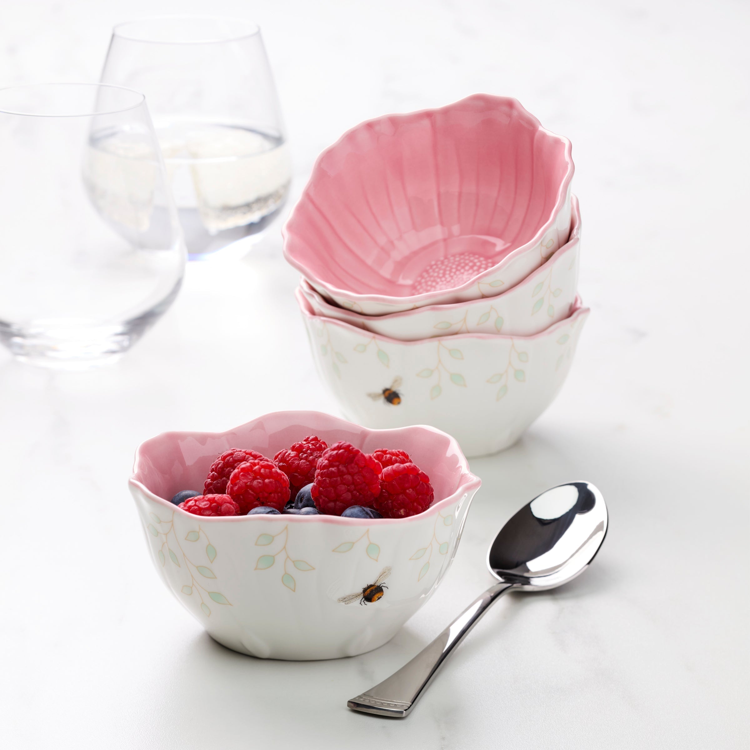 Lenox Premium Butterfly Meadow Floral Pink Dessert Bowls, Set of 4 - Image 2