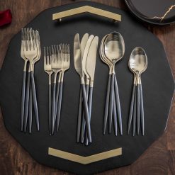 Alternative view of Lenox Premium Gaze Black Champagne Satin 20-Piece Flatware Set