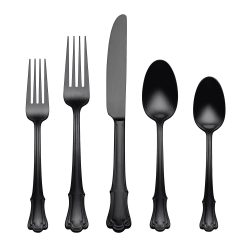 Lenox Premium James Street Black Satin 20-Piece Flatware Set
