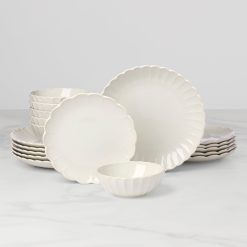 Lenox Premium French Perle Scallop White 18-Piece Dinnerware Set