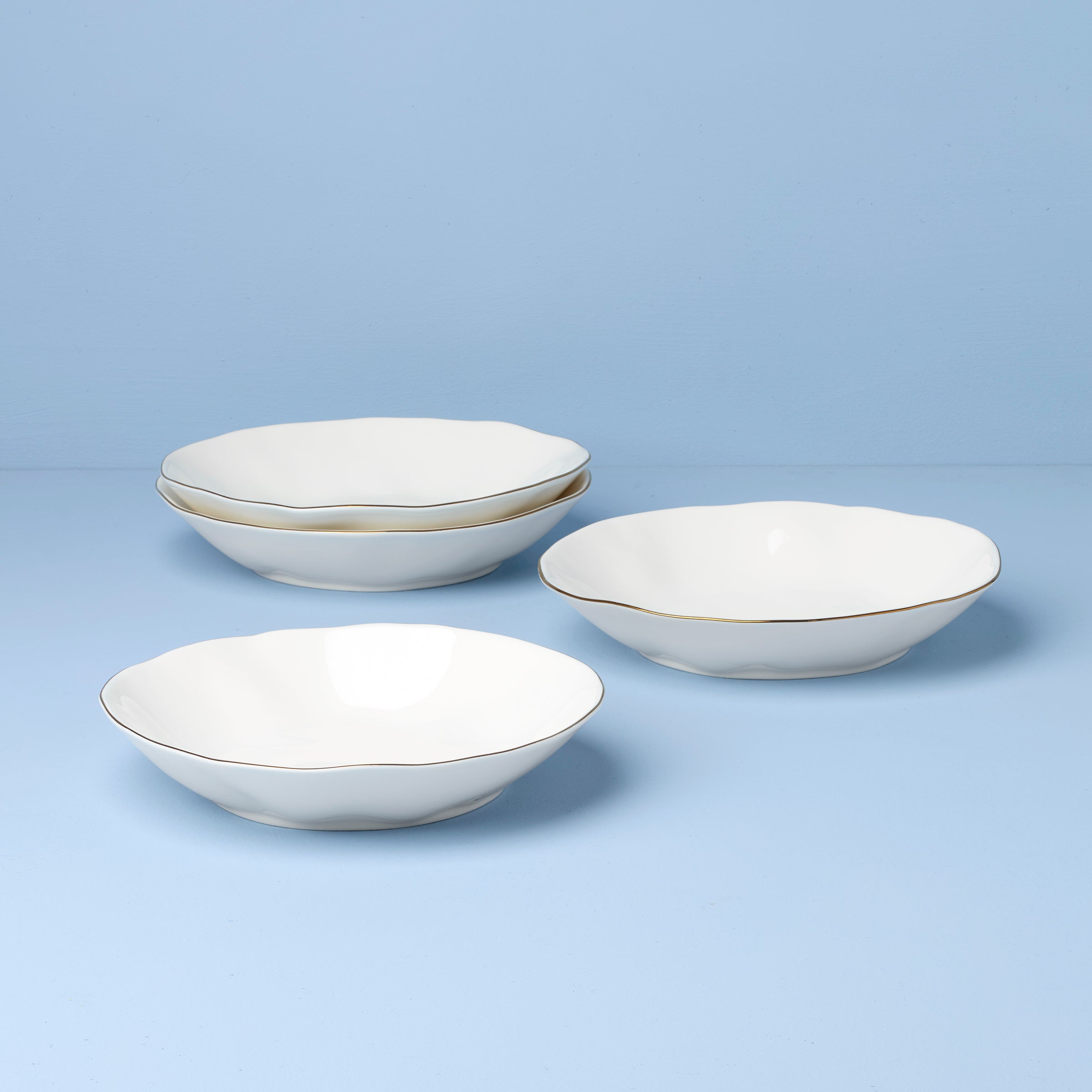 Lenox Premium Blue Bay White Pasta Bowls, Set of 4