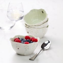 Alternative view of Lenox Premium Butterfly Meadow Floral Green Dessert Bowls, Set of 4